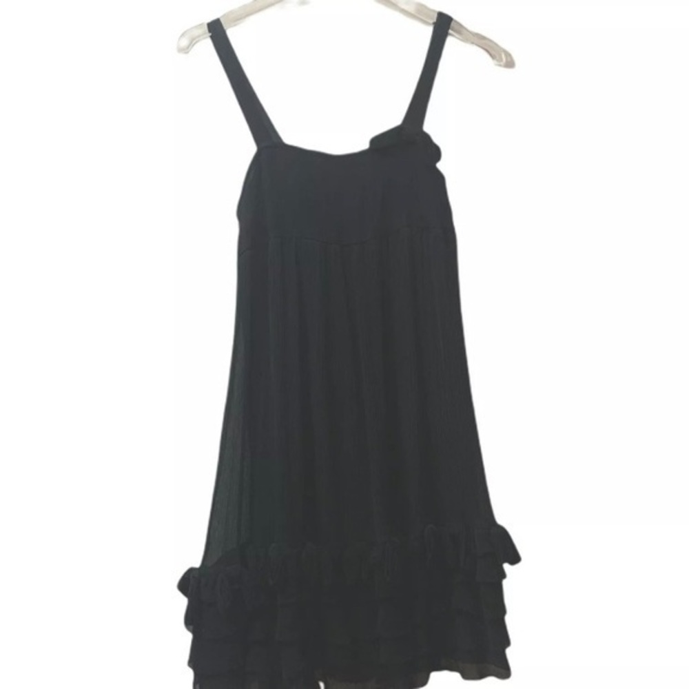 Juicy Couture Silk  Black Chiffon Dress With Ruffles Bows LBD Evening Dress